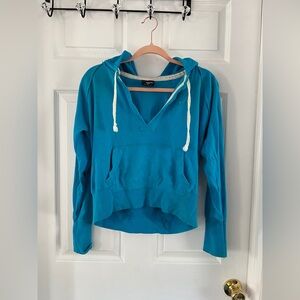 Blue Hooded Sweatshirt with Drawstrings